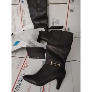 London Fog EVENT 2 Womens Boots Size 8 M BLACK Knee High Riding Zip (t6)